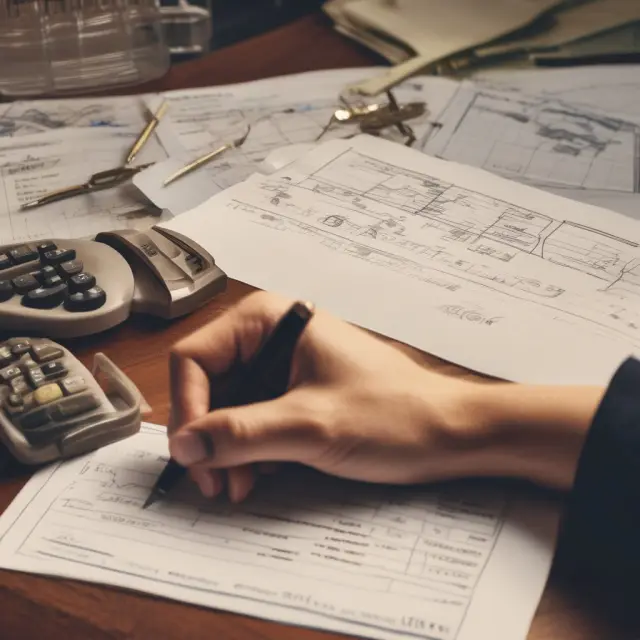 A person writing a check at a table. Bank symbols interact below, illustrating funds transfer between accounts.