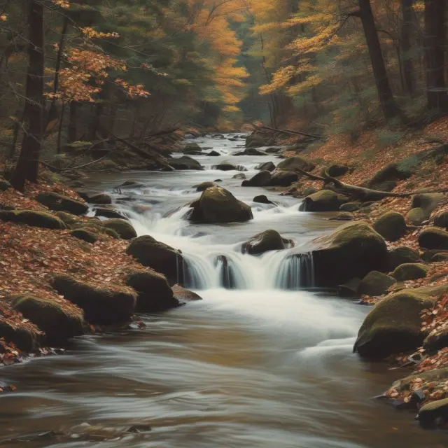 Image of a flowing river representing checking account with easy access to funds and a calm lake symbolizing savings account with higher interest rates