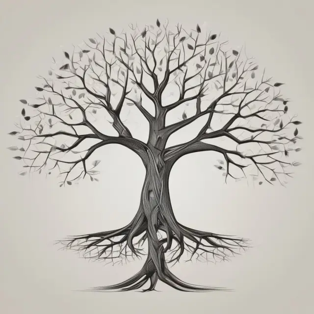 Image: A tree with branches representing FAQs about checking accounts, leaves unfurling as answers to common queries
