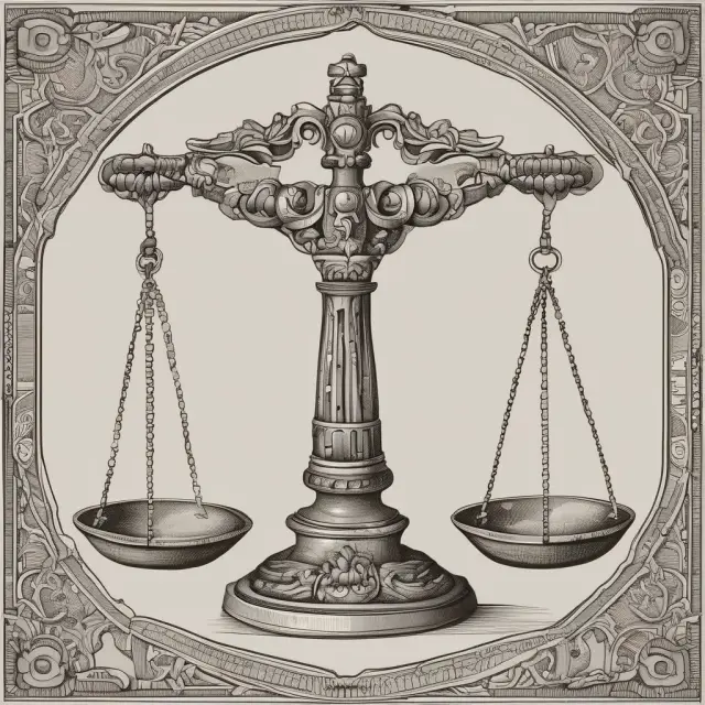 A balanced scale of justice adorned with intricate gears symbolizing the US government