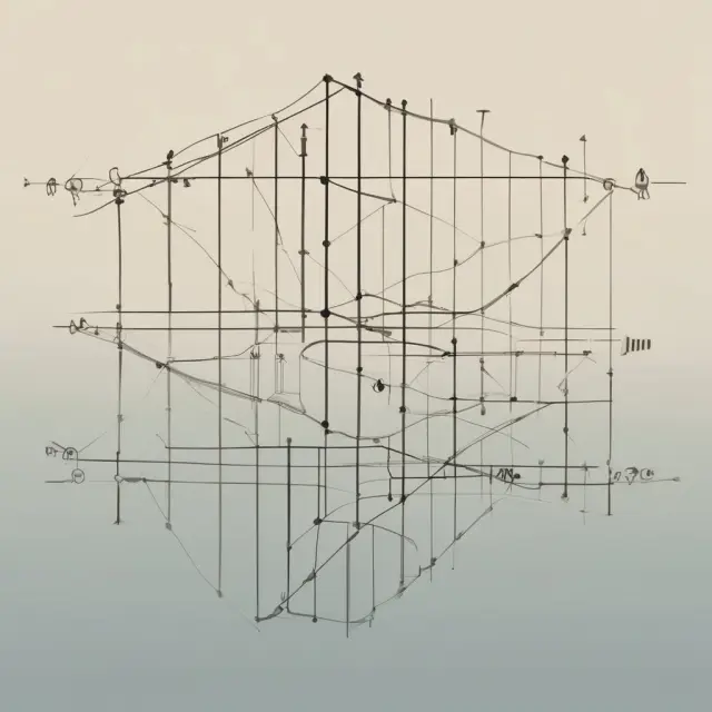 Two interconnected dots forming a bridge over a contingency table, symbolizing Chi-Square connection between categorical variables