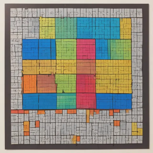 A jigsaw puzzle with Chi-square test symbols and insurance claims data pieces, showing discrepancies between observed and expected frequencies
