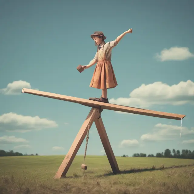 See-saw representing the relationship between business growth and churn rate