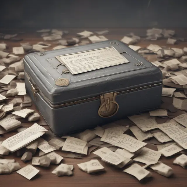 Time capsule releasing Clayton Act cases, symbolizing their enduring impact on business competition
