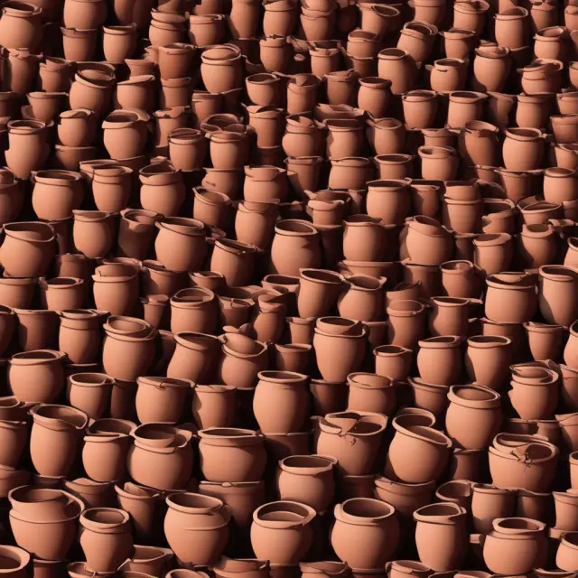 A collection of clay pots merging to create a large, intricate tapestry, symbolizing business unification and adherence to the Clayton Antitrust Act