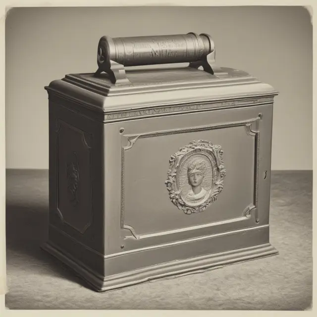 An old-fashioned time capsule with the Sherman Antitrust Act (1890) and Clayton Antitrust Act (1914), representing competition policy
