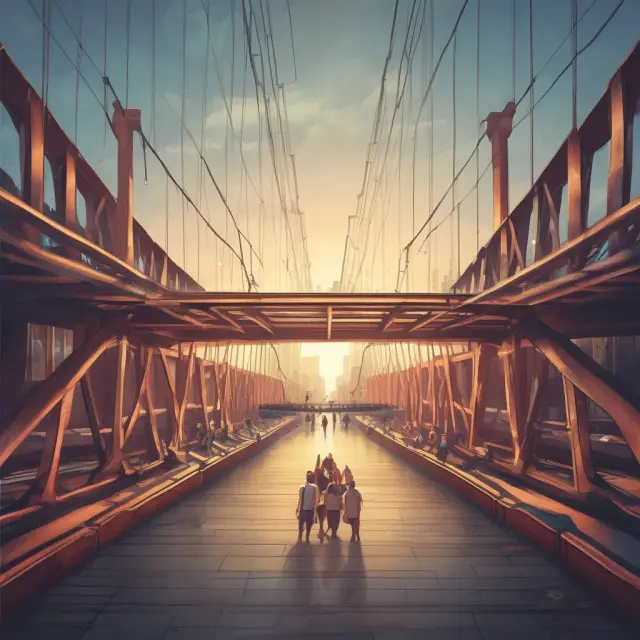 Bridge symbolizing financial transactions, supported by a clearinghouse as the foundation
