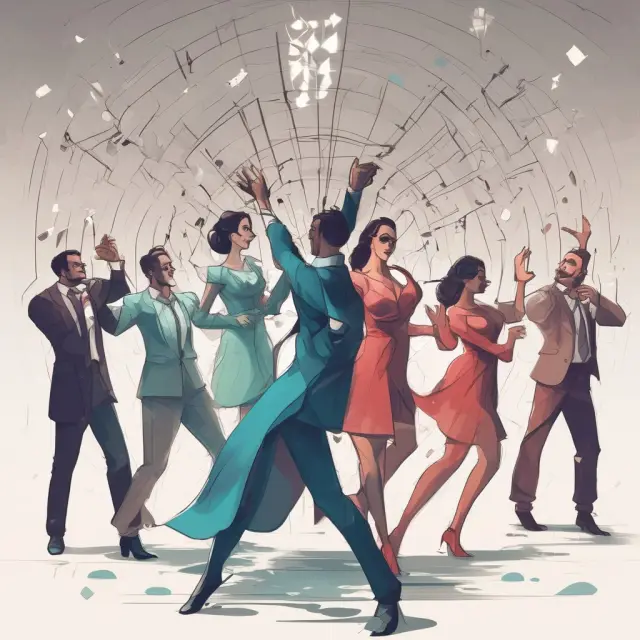 An image of dancers symbolizing the CLO manager, underwriter, investors, and special purpose vehicle collaborating to create a collateralized loan obligation.