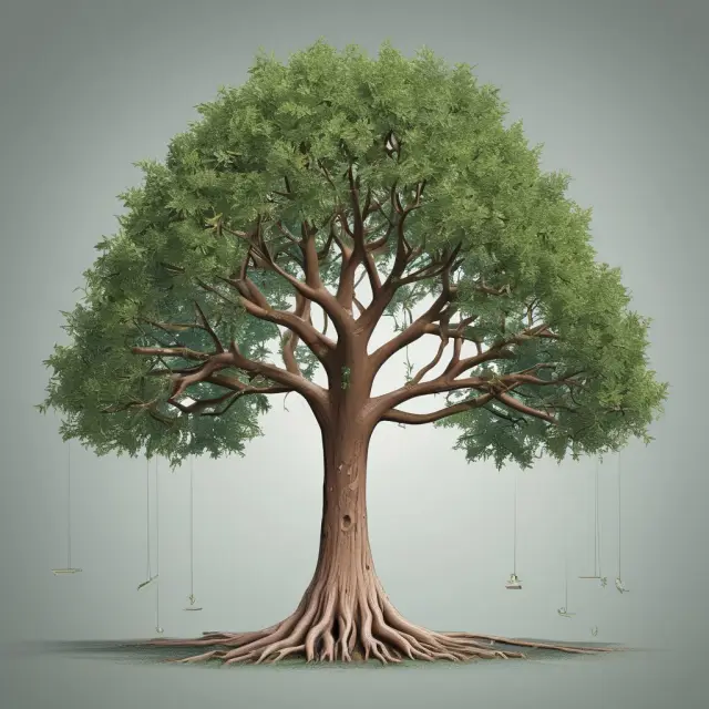 Tree symbolizes capital structure growth, with branches representing diverse investor tranches in CLO creation