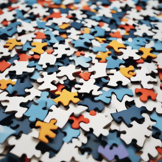 A collateralized loan obligation (CLO) represented by a jigsaw puzzle with corporate loans as individual pieces, reflecting the diversification and risk management in CLOs