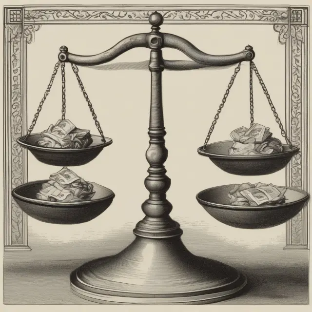 A set of balance scales with imports and exports representing a nation
