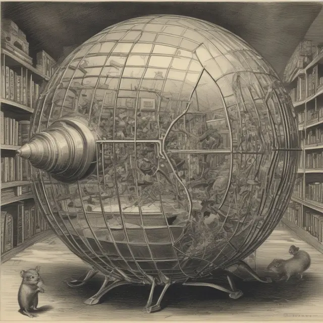 An image comparing the inefficient Soviet hammer and sickle symbol within a hamster wheel to a thriving, interconnected global economy