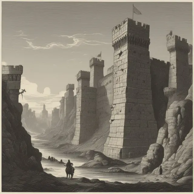 Fortified castle representing a closed economy, protected from external trade with essential raw materials within