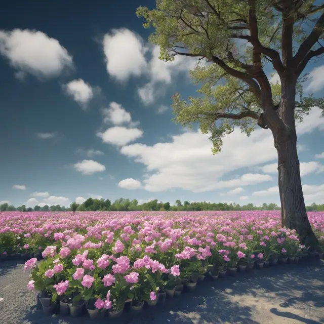 A vibrant digital garden filled with businesses flourishing through the adoption of cloud technology