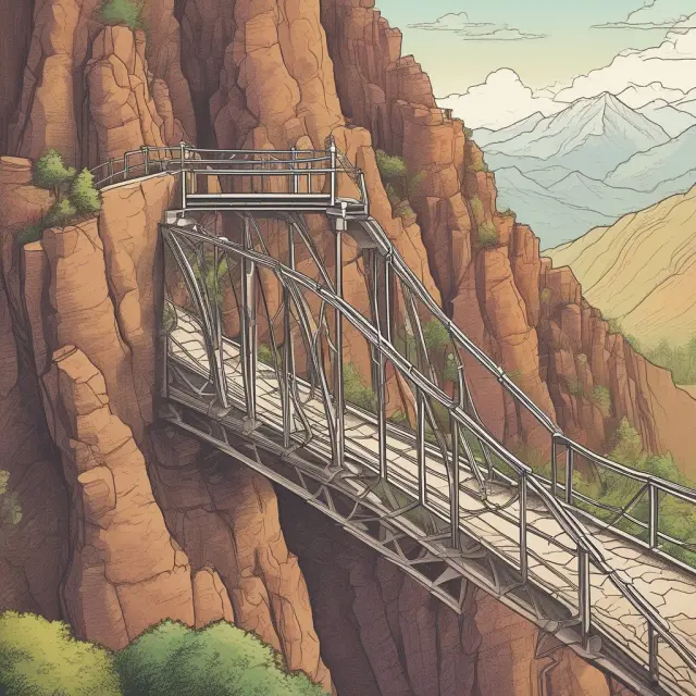 Bridge linking various mountain peaks representing different career paths for a Certified Management Accountant (CMA)