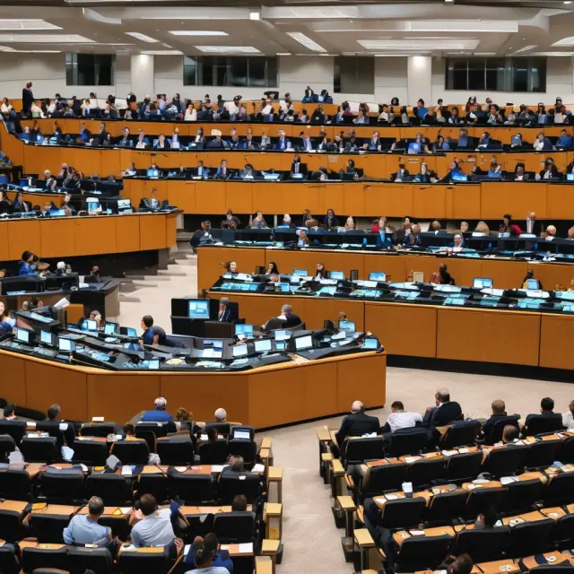 Watchdog figures representing regulatory bodies (CFTC, NFA, SEC) protectively watching over a bustling and dynamic Chicago Mercantile Exchange scene