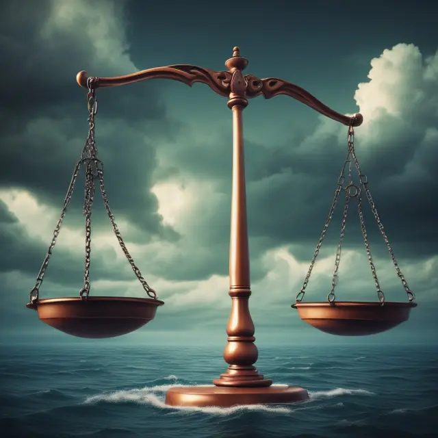 Balance of risk-free assets (safe harbor) and risky investments (stormy sea), depicting the investor