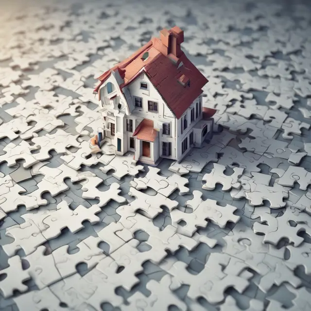 Image of a collapsing jigsaw puzzle depicting CMO pieces and representing the 2007-2008 financial crisis