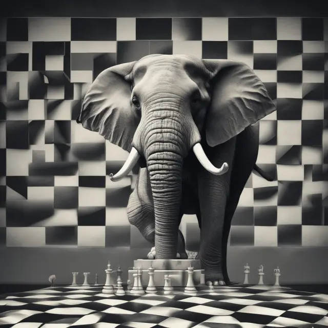 An elephant representing market power looms over the Coase Theorem