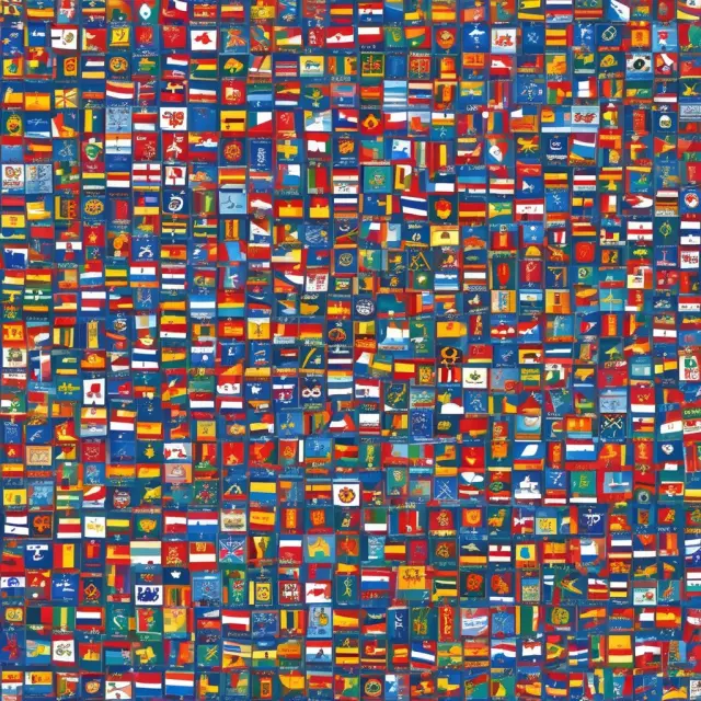 Colorful mosaic of state flags forming a COBBA puzzle, symbolizing diverse state-specific rules for COBRA continuation coverage