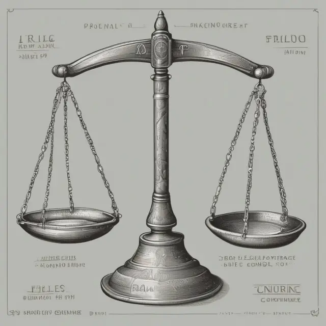 A balance scale holds ethical codes representing accountancy and financial advising, symbolizing fairness in maintaining trust within professional communities.