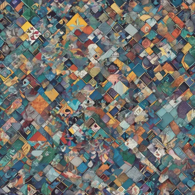 An image featuring a mosaic of interconnected puzzle pieces representing various financial variables, some with autocorrelation arrows indicating temporal correlation.