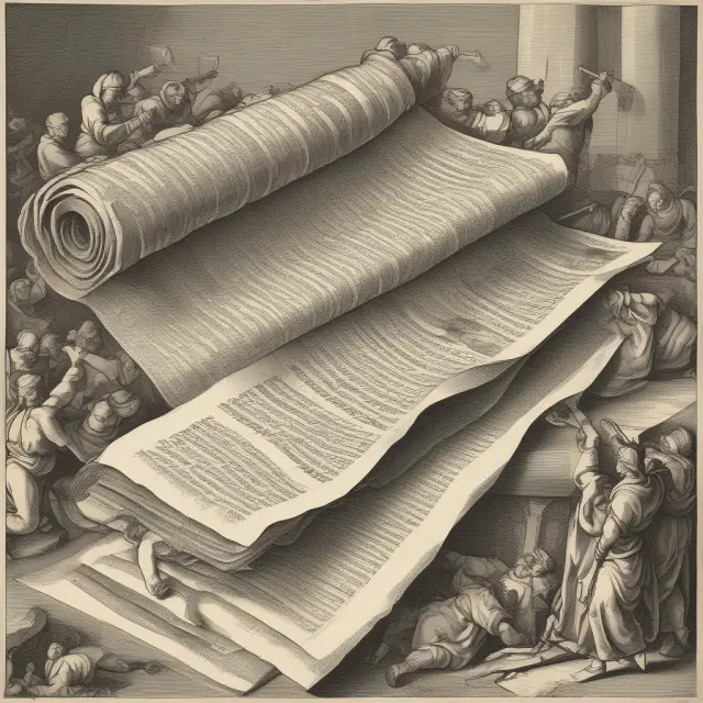 Ancient scroll unfurling with financial securities and assets as collateral