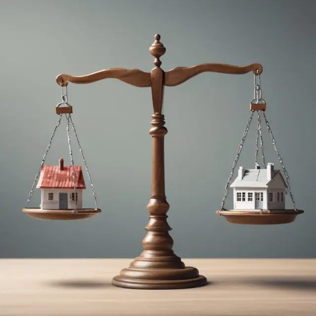 A balanced scale represents creditworthiness, while a heavy load symbolizes mortgage debt and high CLTV ratios. Demonstrating financial stability keeps the balance in favor of lower interest rates.
