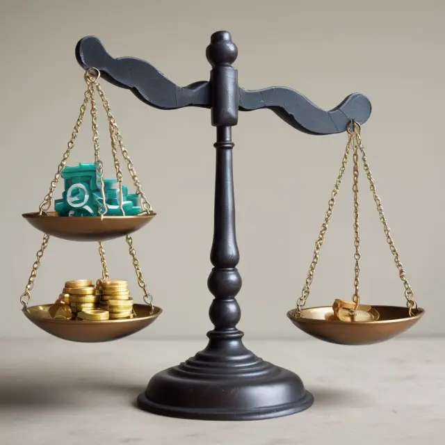 An image depicting a balance scale with free market symbols on one side and command economy gears on the other, representing the contrast between the two economic systems.