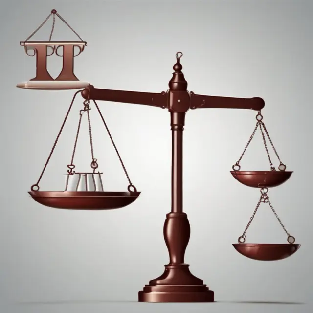 A balanced scale with one pan representing government regulations and the other, the free market. International organizations act as adjusters, ensuring fair trade practices and protecting consumers.