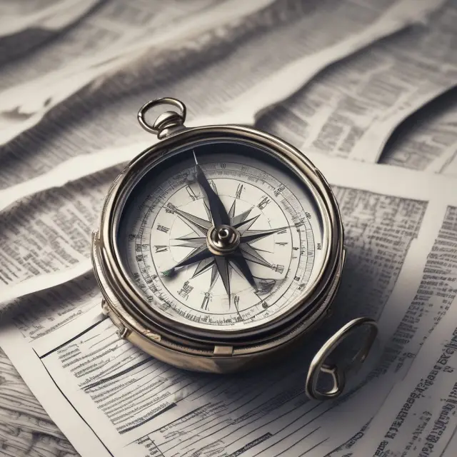 A compass skillfully guiding a boat through a vast sea filled with financial statements and documents, representing the process of addressing frequently asked questions about commercial loans