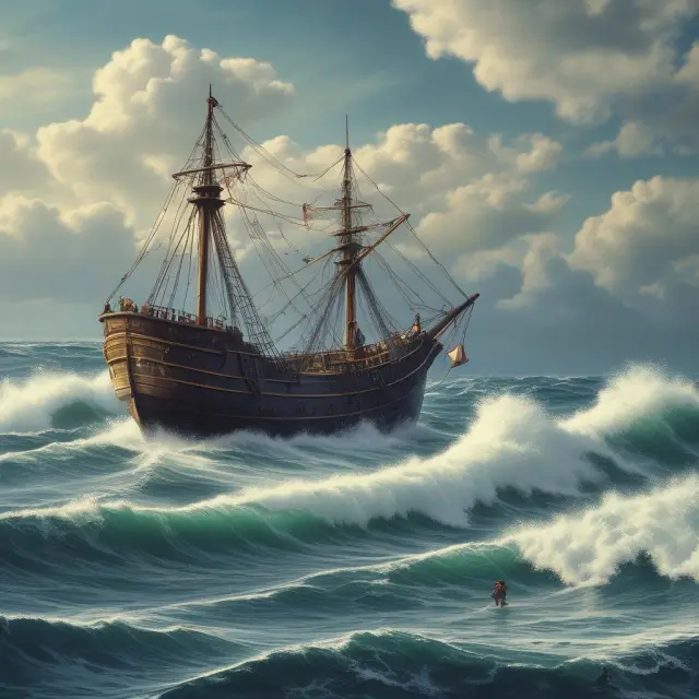A regulatory anchor steadily guiding a ship representing commercial banks through an ocean symbolizing the economy, ensuring financial stability and consumer protection
