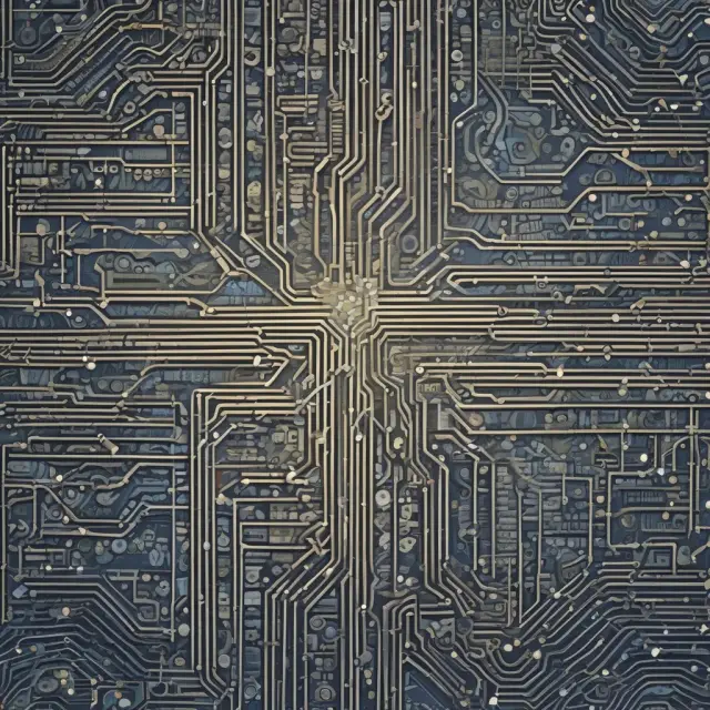 Interconnected credit card transactions mosaic depicting a commercial bank