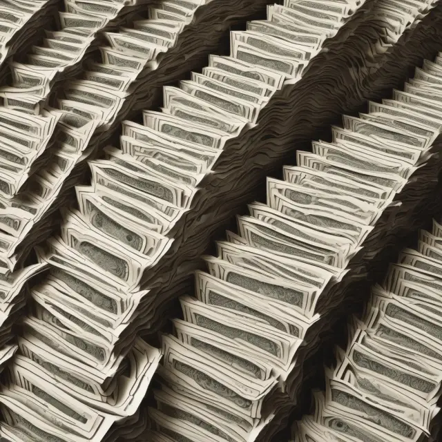 A large corporation issuing commercial paper on a shoreline, generating waves that reach dealers and investors in the money market.