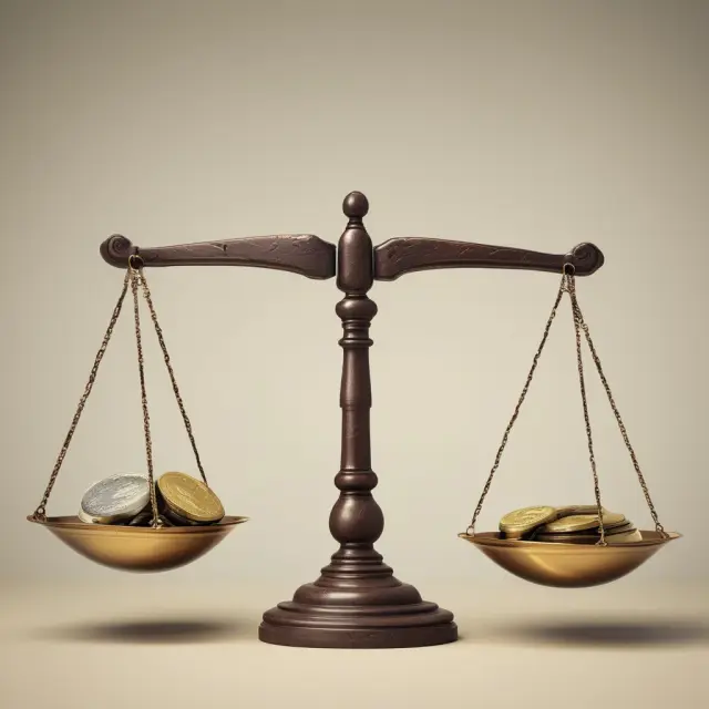 Image of two scales representing net and gross lease structures in commercial real estate. One scale holds property costs (taxes, insurance), while the other represents rent payments.