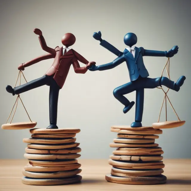Two intertwining investment funds represent mutual fund