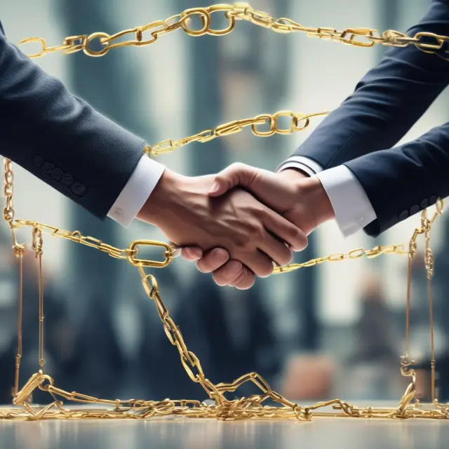 An investment manager and client shaking hands over a transparent table, symbolizing trust and the importance of clear communication in investment management contracts within commingled funds.