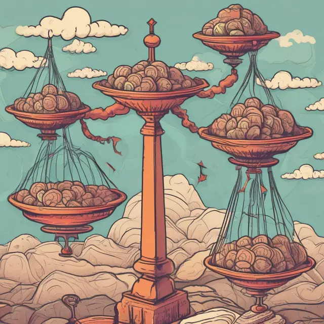 Digital scale tipping toward commission-free trading platforms. Investors gathering around an accessible digital marketplace