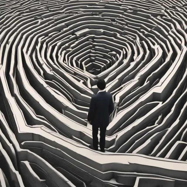 A trader navigating a metaphorical maze of commodity futures contracts with potential gains and losses at each turn