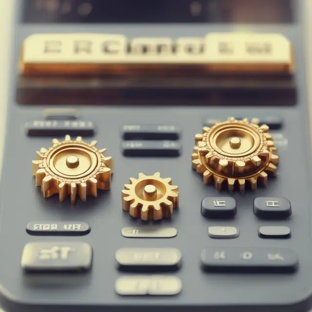 Golden calculator gears adjusting CET1 capital vs. risk-weighted assets