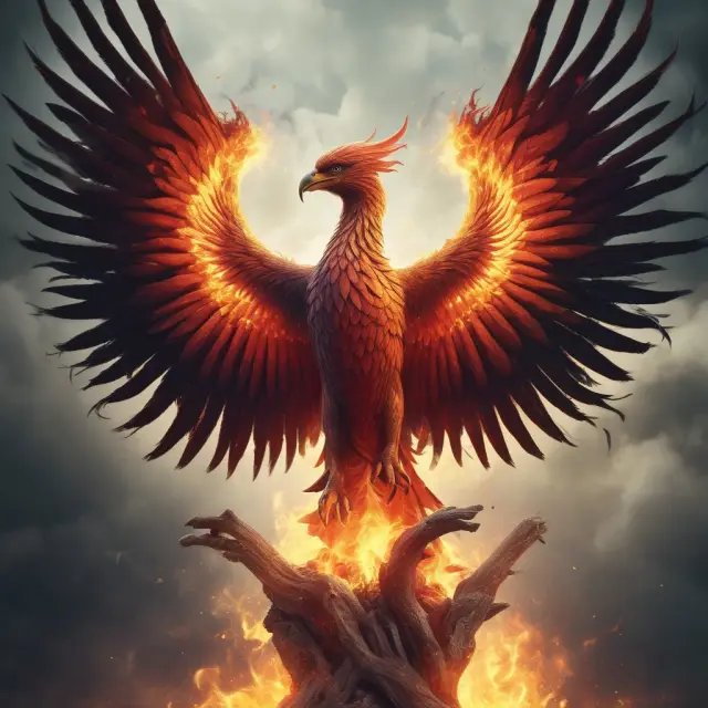 A mythical Phoenix emerging from a pile of gold coins and stock certificates, illustrating Common Equity Tier 1 capital components: common shares, retained earnings, and stock surpluses