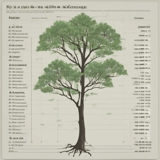 A tall tree illustrating sales as the trunk, with branches symbolizing expenses labeled as percentages of total sales