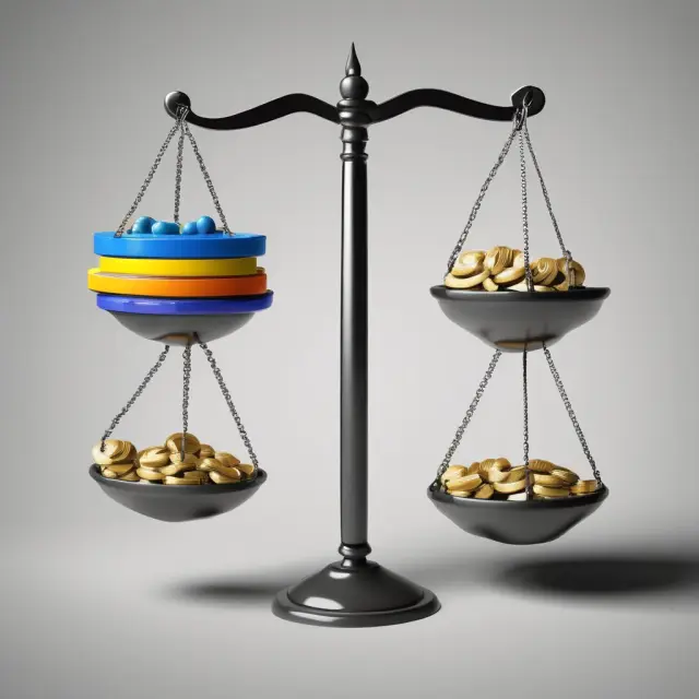 Two sets of scales, each with different weights and angles, illustrating the challenges of accurately comparing firms through common size financial statements.
