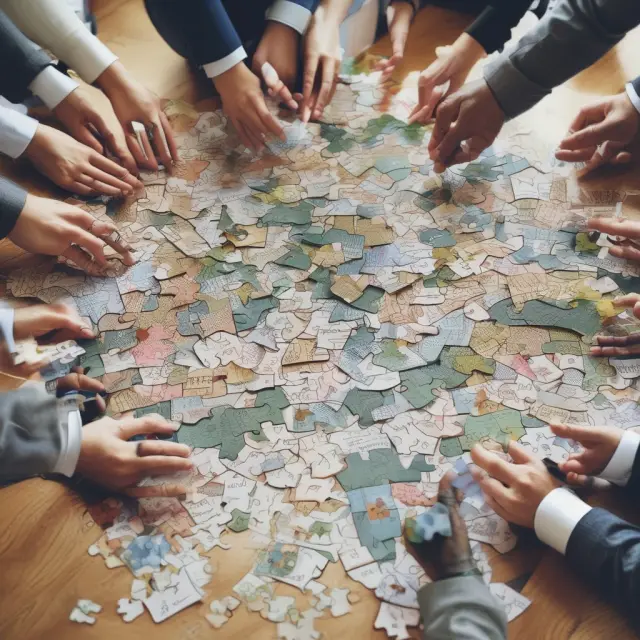 Institutional investors analyzing common size financial statements as puzzle pieces to gain insights and make comparisons across companies