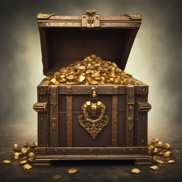 A vintage chest brimming with golden keys illustrates the concept of common stock as a valuable asset granting shareholders ownership rights.