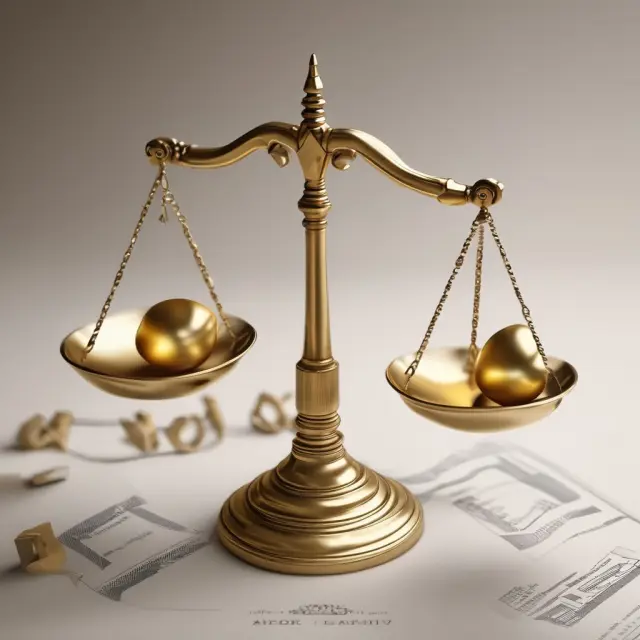 A golden scale balances stocks and bonds, with a preferred stock symbol in the center symbolizing its unique position as a hybrid.