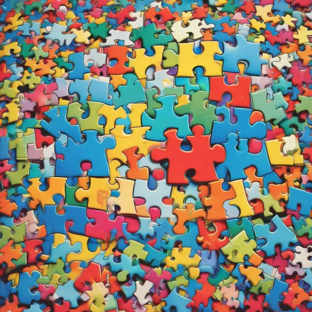 A jigsaw puzzle depicting shareholder equity, represented by variously colored pieces interconnected with assets and liabilities