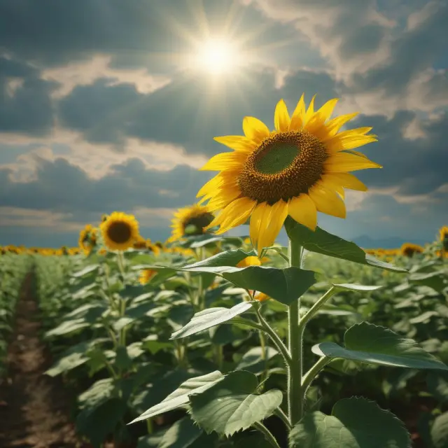 Golden sunflower represents growth stocks with consistent earnings growth, while green field signifies stable value stocks and their reliable dividends