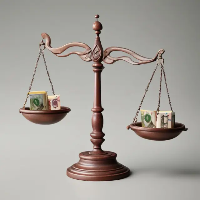 Image of a balance scale with common stocks symbolizing growth potential, risk, and voting power.