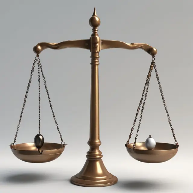 Two scales represent target and peer companies; pendulums attached to deals maintain balance